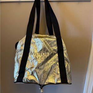 Victoria's Secret Shiny Gold Travel Bag